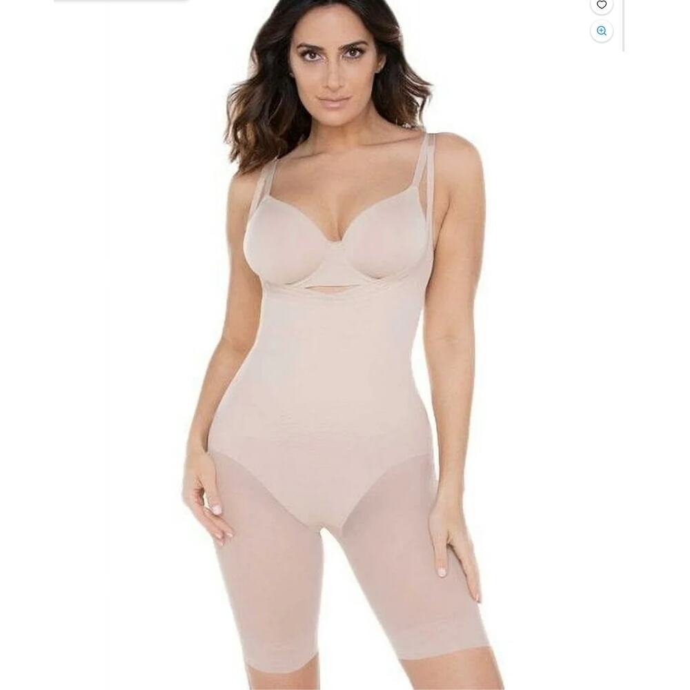 NWOT Miraclesuit Sexy Sheer Extra Firm Control Open-Bust NUDE Bodysuit #2781 XXL